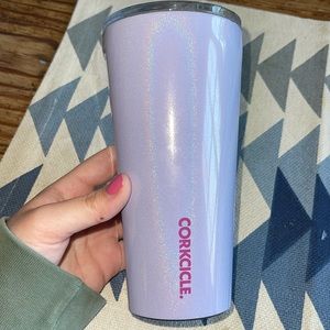 16 oz purple sparkly corkcicle tumbler